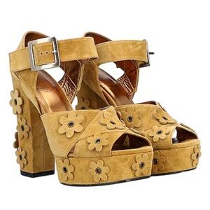 Roger Vivier Suede Floral Heels